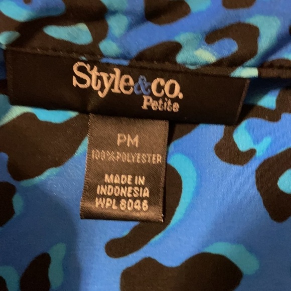 Style & Co Petite Blouse M Blue & Black - Picture 9 of 10